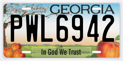 GA license plate PWL6942