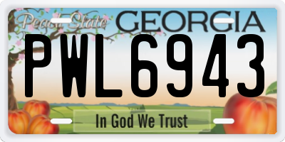 GA license plate PWL6943