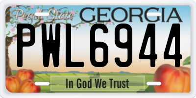 GA license plate PWL6944