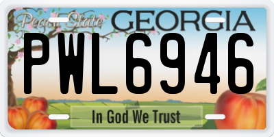 GA license plate PWL6946
