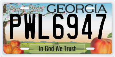 GA license plate PWL6947