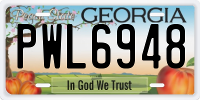 GA license plate PWL6948