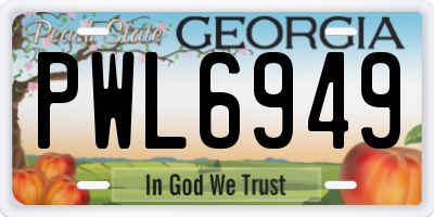 GA license plate PWL6949