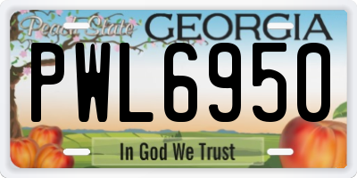 GA license plate PWL6950