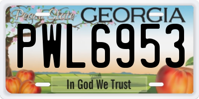 GA license plate PWL6953