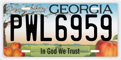 GA license plate PWL6959