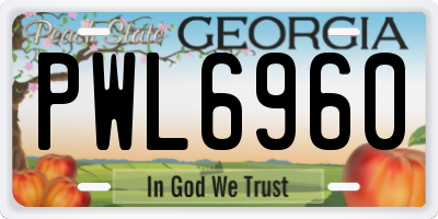 GA license plate PWL6960