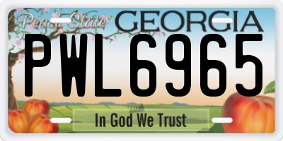 GA license plate PWL6965