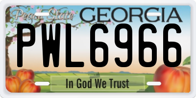 GA license plate PWL6966