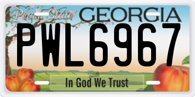 GA license plate PWL6967