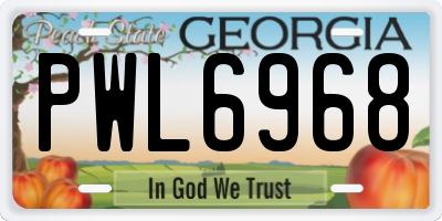 GA license plate PWL6968