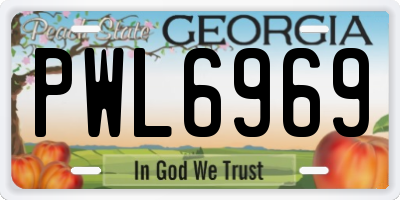 GA license plate PWL6969