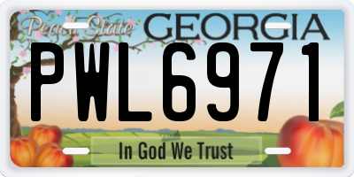 GA license plate PWL6971