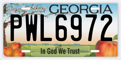 GA license plate PWL6972