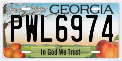 GA license plate PWL6974