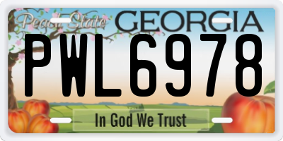 GA license plate PWL6978