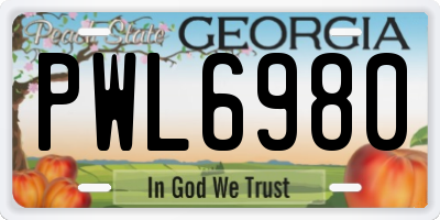 GA license plate PWL6980