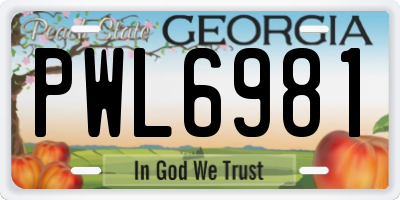 GA license plate PWL6981