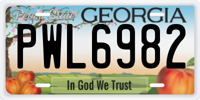 GA license plate PWL6982
