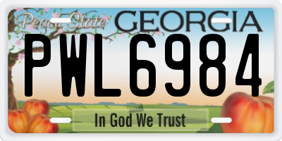 GA license plate PWL6984