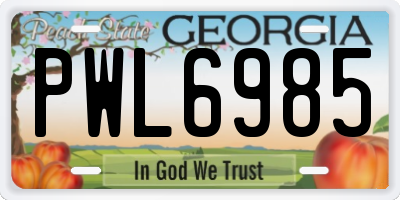 GA license plate PWL6985