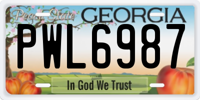 GA license plate PWL6987