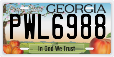 GA license plate PWL6988