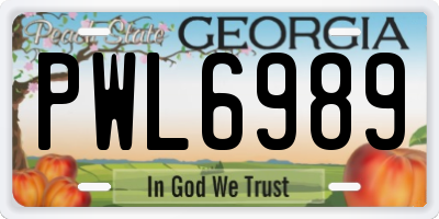 GA license plate PWL6989