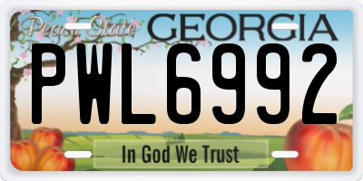 GA license plate PWL6992