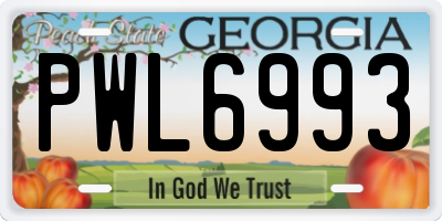 GA license plate PWL6993
