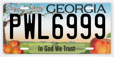 GA license plate PWL6999