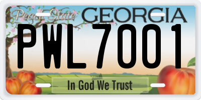 GA license plate PWL7001
