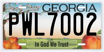 GA license plate PWL7002