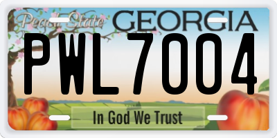 GA license plate PWL7004