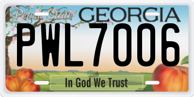 GA license plate PWL7006