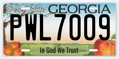 GA license plate PWL7009