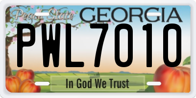 GA license plate PWL7010
