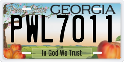 GA license plate PWL7011