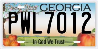 GA license plate PWL7012