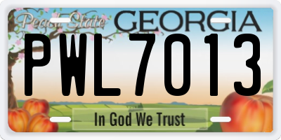 GA license plate PWL7013