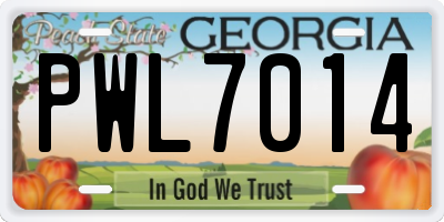 GA license plate PWL7014