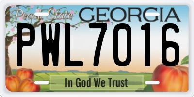 GA license plate PWL7016