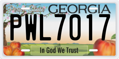 GA license plate PWL7017