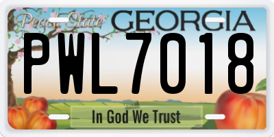 GA license plate PWL7018