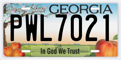GA license plate PWL7021