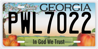 GA license plate PWL7022
