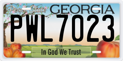 GA license plate PWL7023