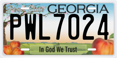 GA license plate PWL7024
