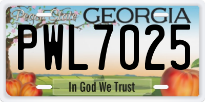 GA license plate PWL7025