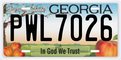 GA license plate PWL7026